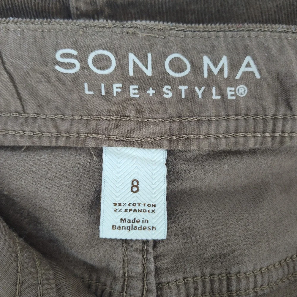 Sonoma Life Style Brown Corduroy Mid Rise Skirt Size 8 Casual